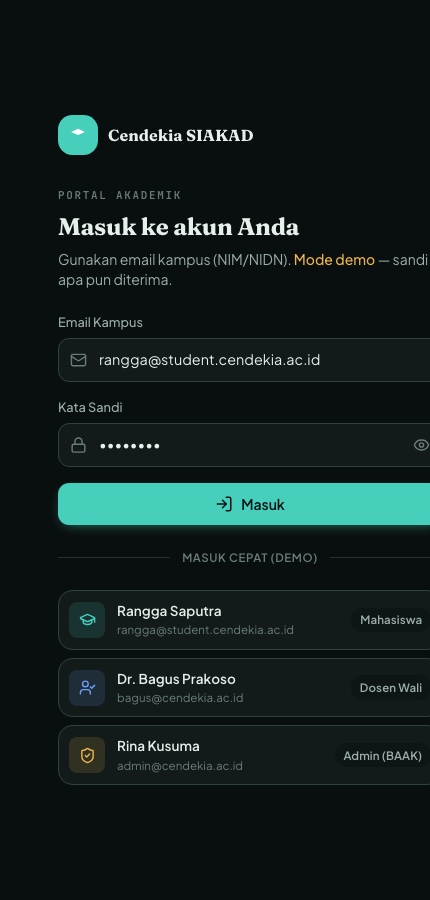 Cendekia SIAKAD on a phone