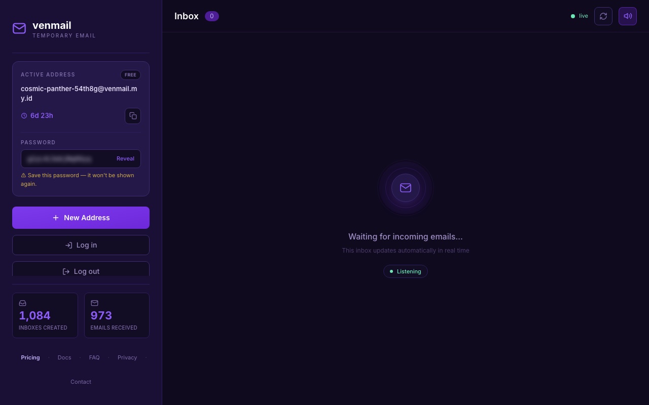 Venmail on desktop